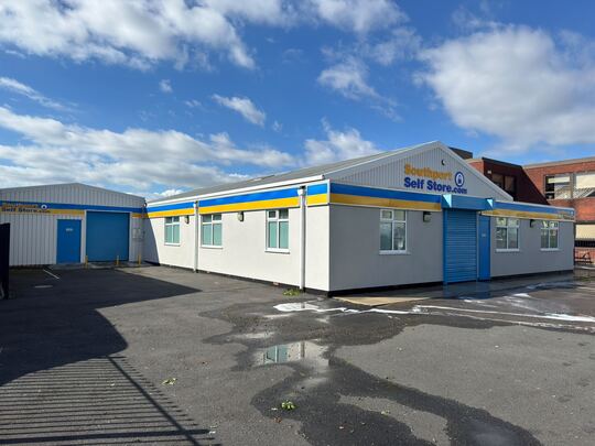 Self-storage office building and car park after cleaning